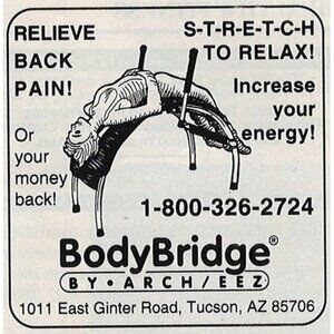 Arch/Eez  BodyBridge Stretch Vintage Print Ad 1994 Tucson AZ u Original